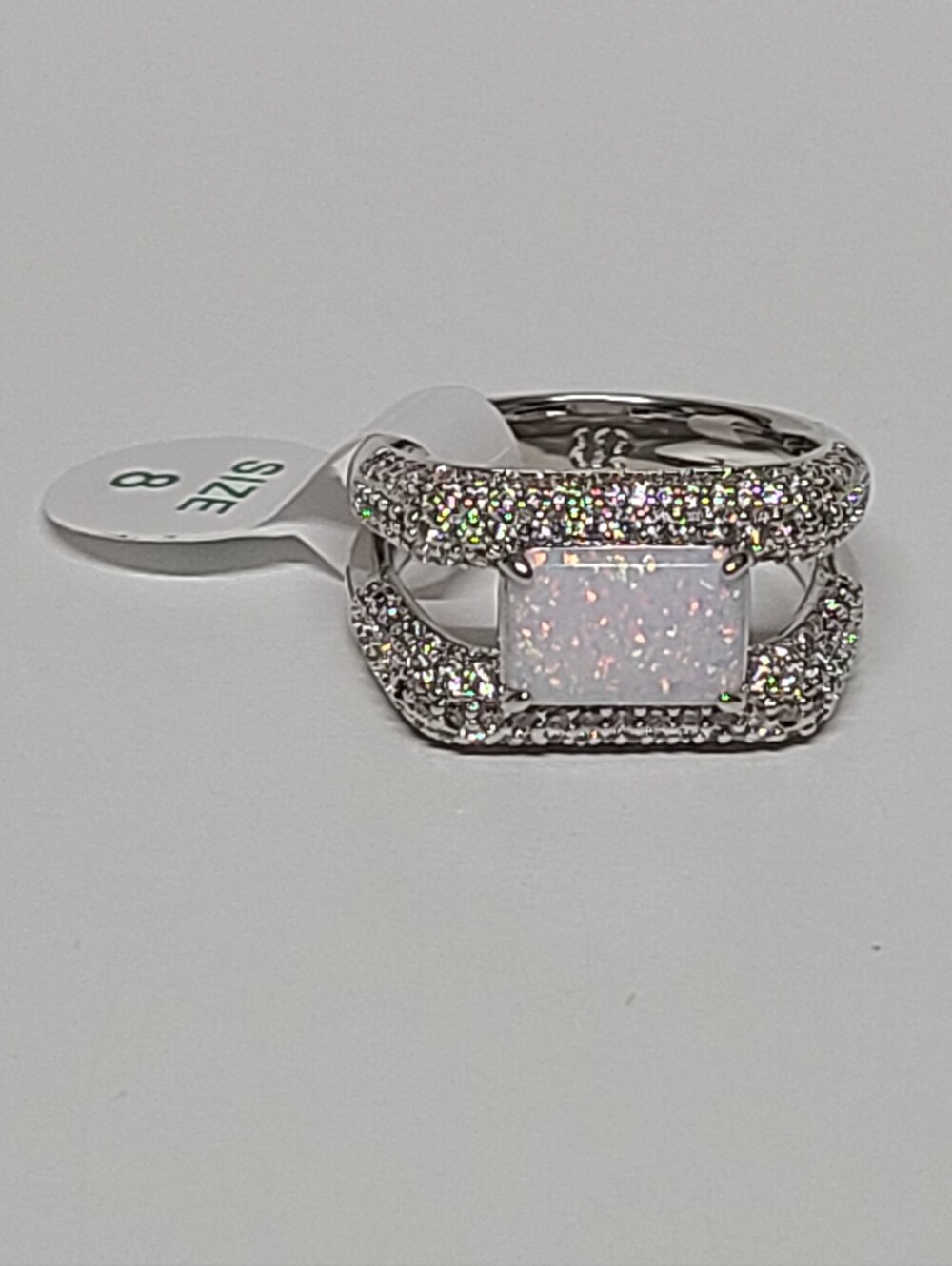 Bomb Party October Birthday The Echo She Left Lab White Opal Ring Size 8 NWT